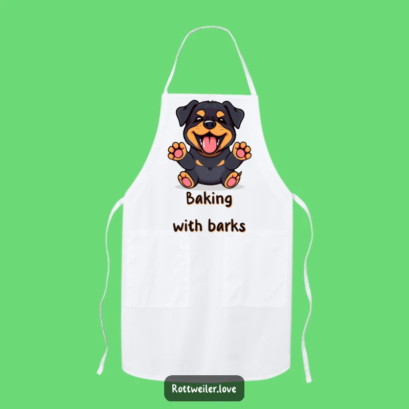Funny Kawaii Rottweiler Apron: Happy Bark Kitchen Fun, Paws Up Chef Gift