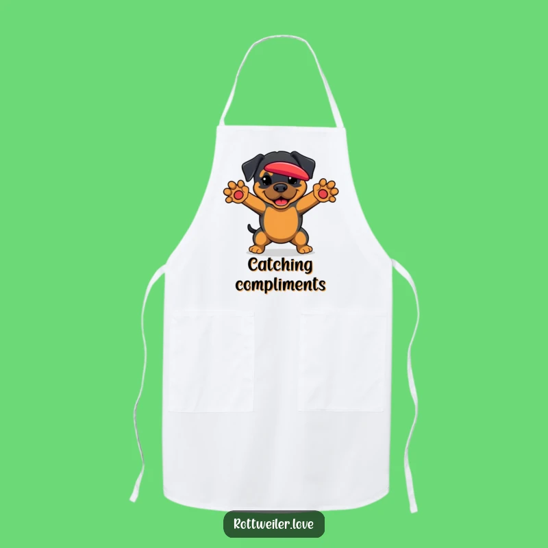 Funny Rottweiler Apron: Chef Dog Gift Catching Frisbee