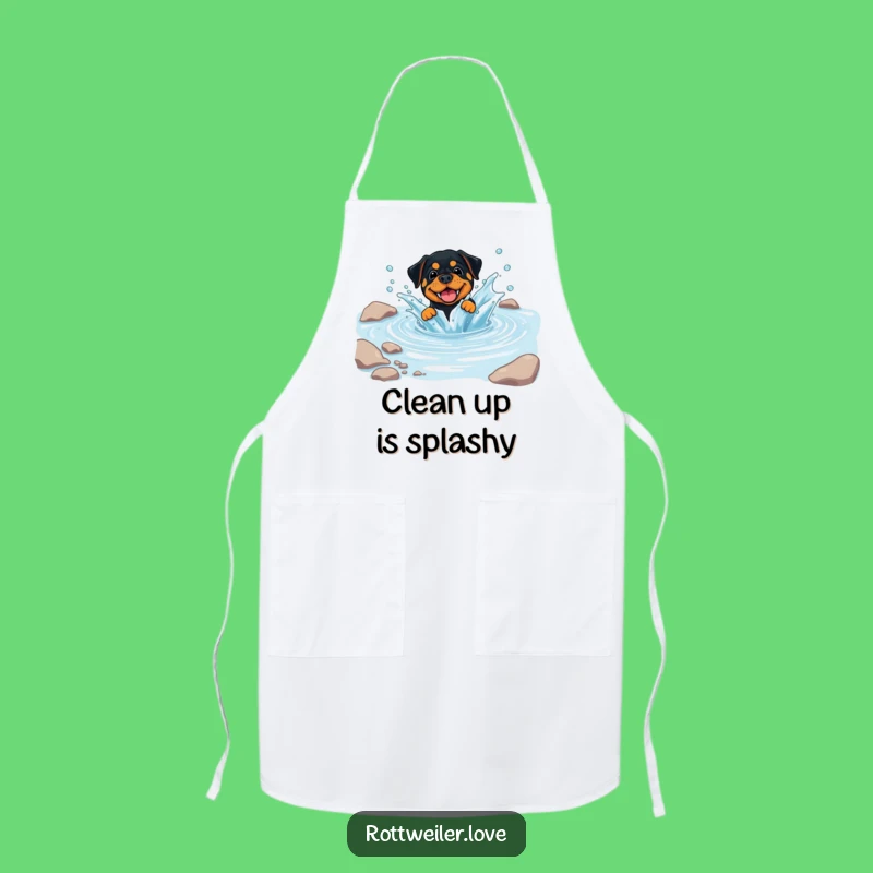 Funny Rottweiler Splash Apron, Playful Dog Chef Wear, Hilarious Kitchen Gift
