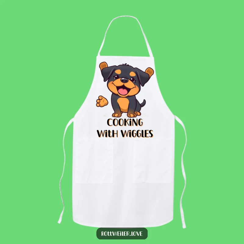 Funny Kawaii Rottweiler Wag Apron: Full Body Kitchen Fun, Chef Dog Gift