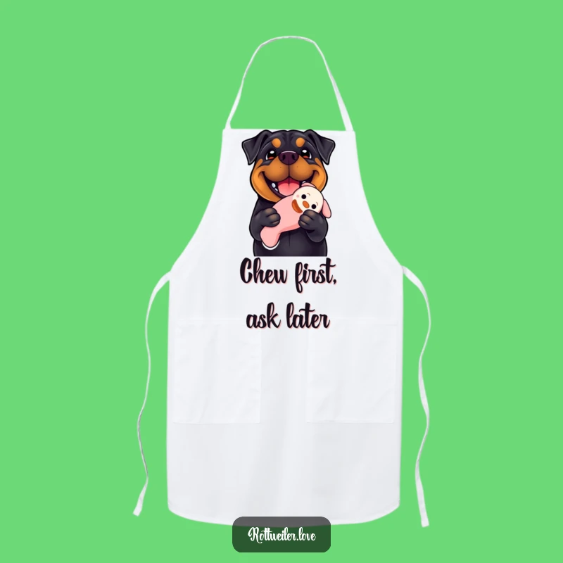 Funny Rottweiler Apron: Chef's Smile, Squeaky Toy, Kitchen Dog Lover Fun!