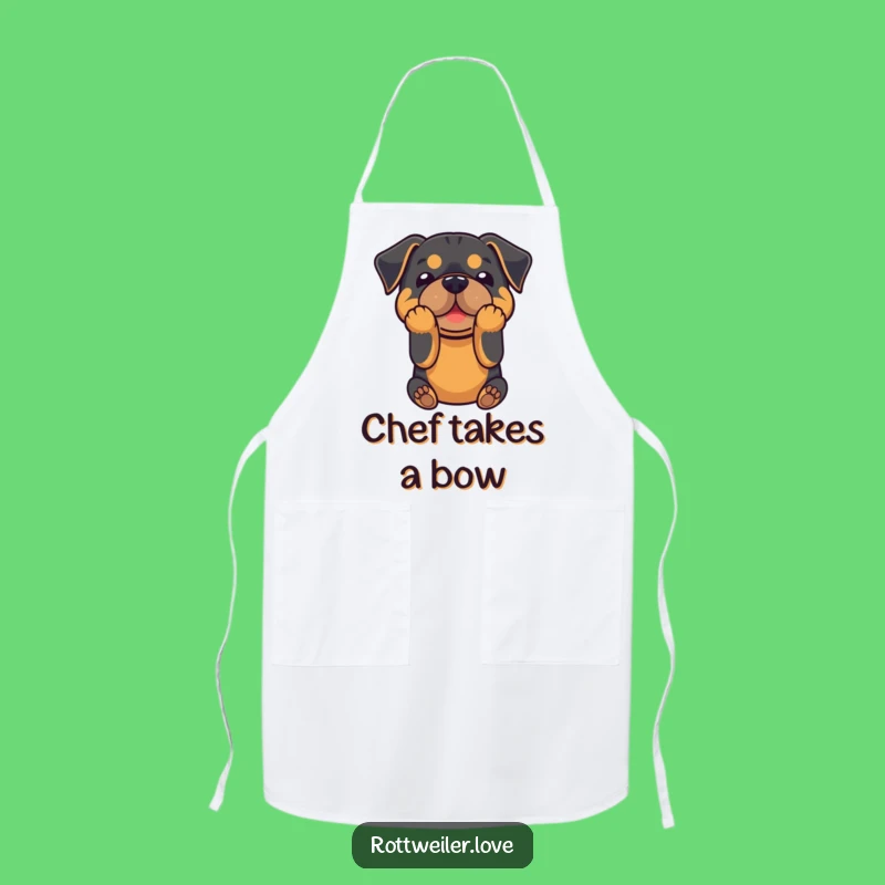 Funny Rottweiler Bowing Apron - Cook with Canine Class