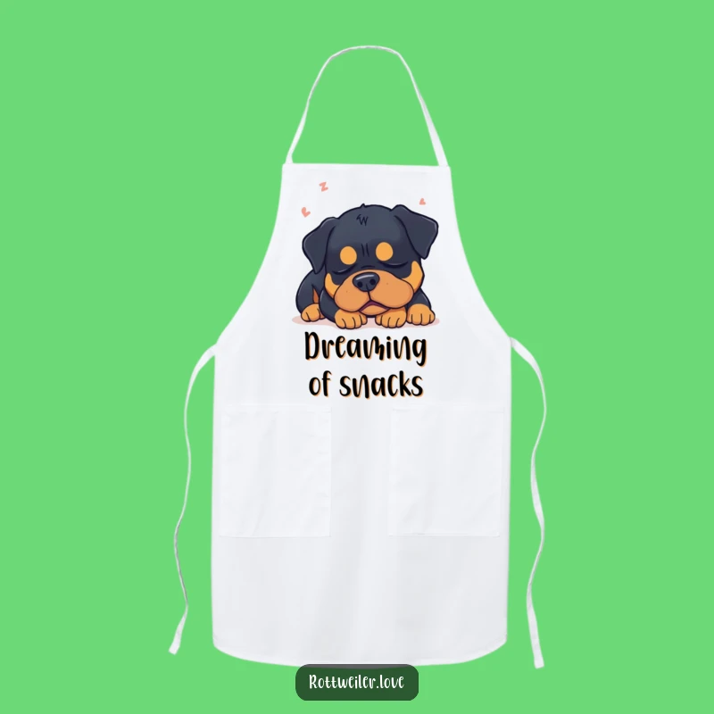Funny Sleepy Rottweiler Dream Apron: Relaxed Dog Chef Gift