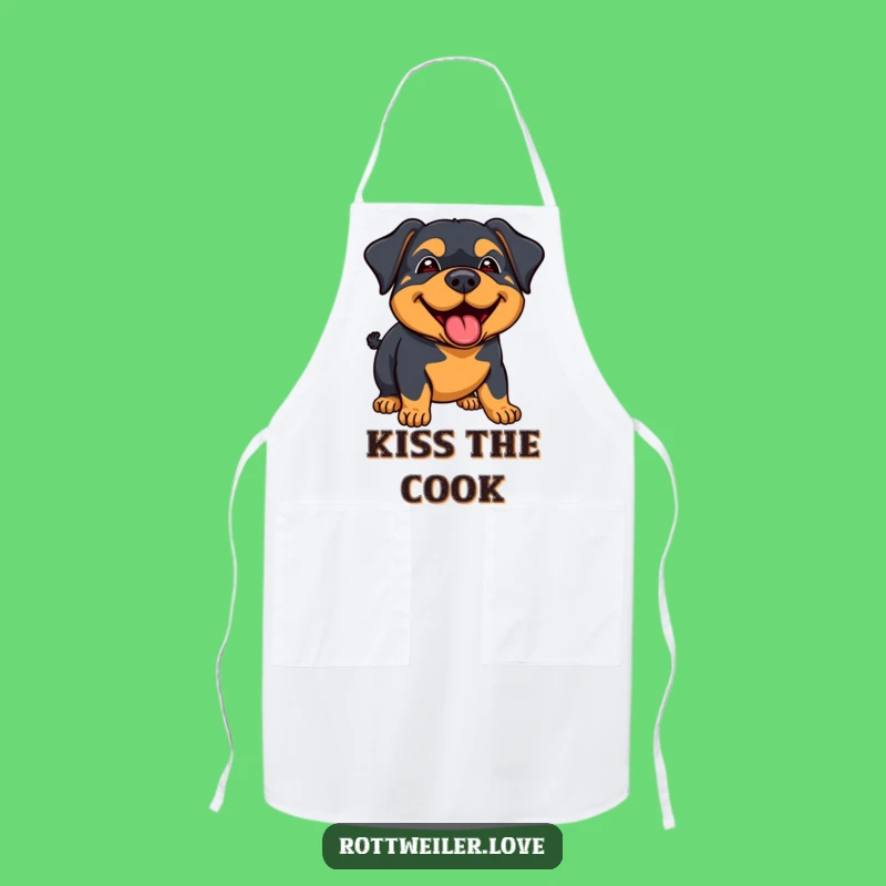 Funny Rottweiler Lick Apron: Joyful Chef Dog, Happy Kitchen Fun!