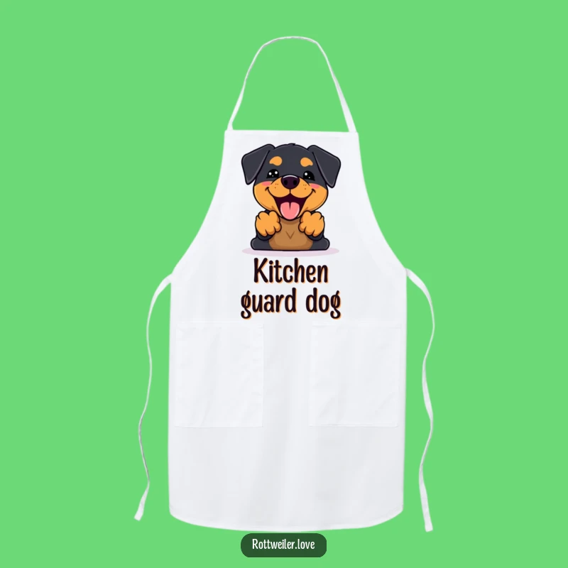 Funny Kawaii Rottweiler Bark Apron: Cook with Happy Barks and Paws Up!