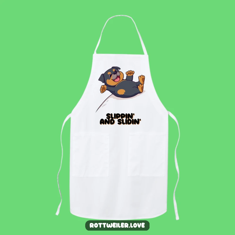 Funny Rottweiler Backslide Apron - Hilarious Chef Dog Kitchen Gift