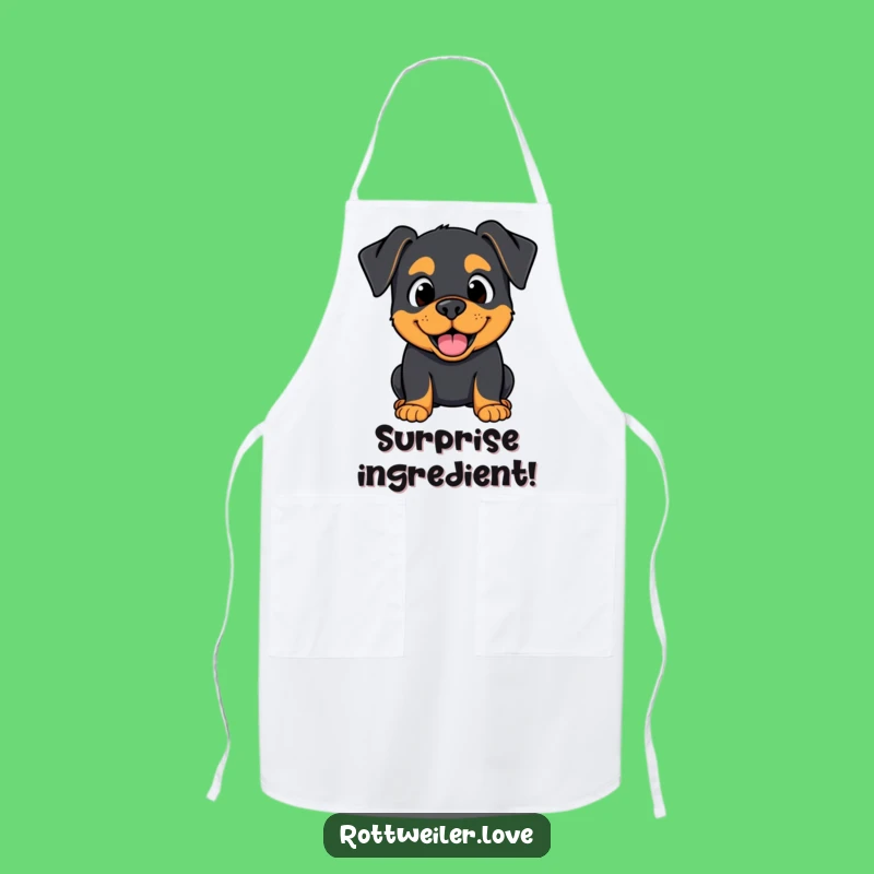 Funny Kawaii Rottweiler Surprise Apron: Happy Expression Kitchen Fun, Chef Gift