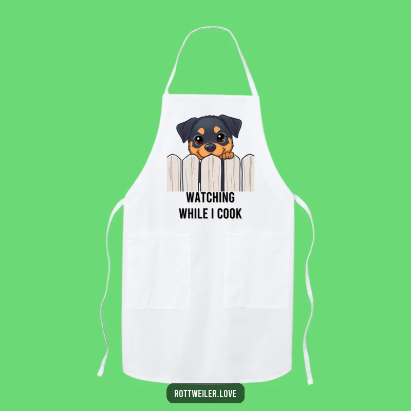 Funny Rottweiler Peeking Apron - Chef's Curious Kitchen Fun Dog Gift