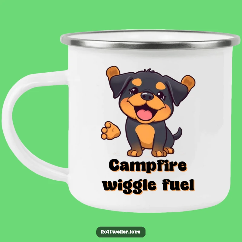 Funny Kawaii Rottweiler Wag Camping Mug: Full Body Adventure, Outdoor Dog Gift