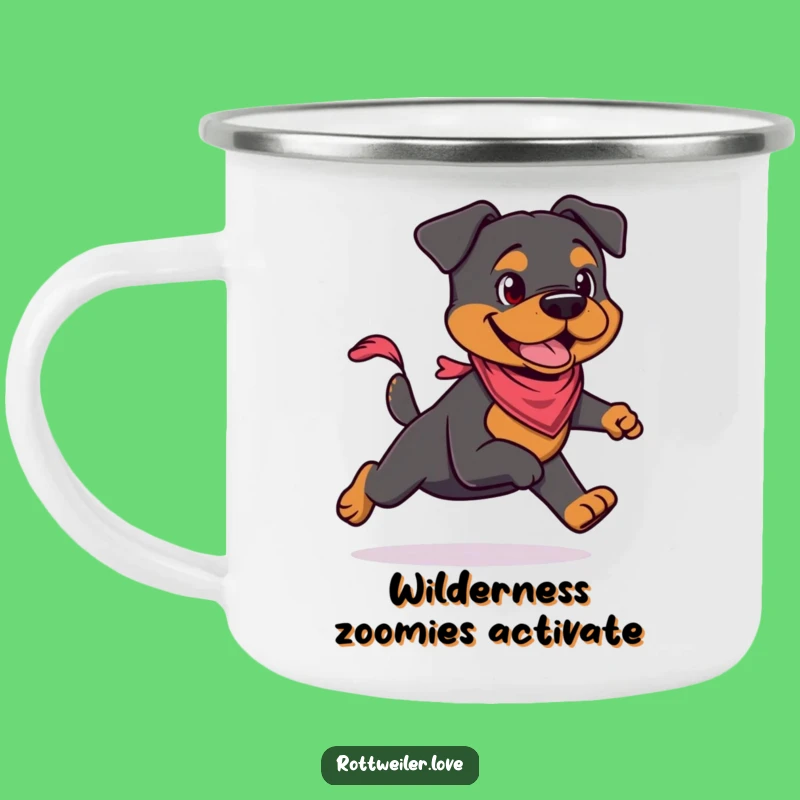 Durable Rottweiler Bandana Camping Mug: Adventure with Funny Canine Style