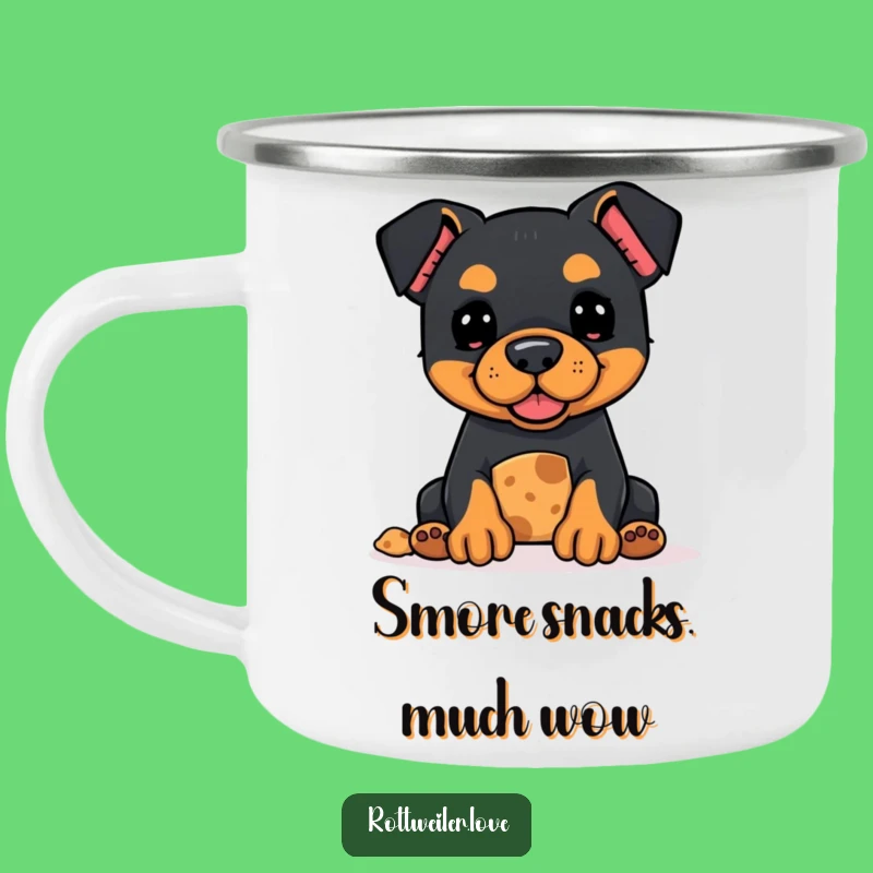 Funny Kawaii Rottweiler Treat Camping Mug - Adorable Hopeful Pup Cup Gift
