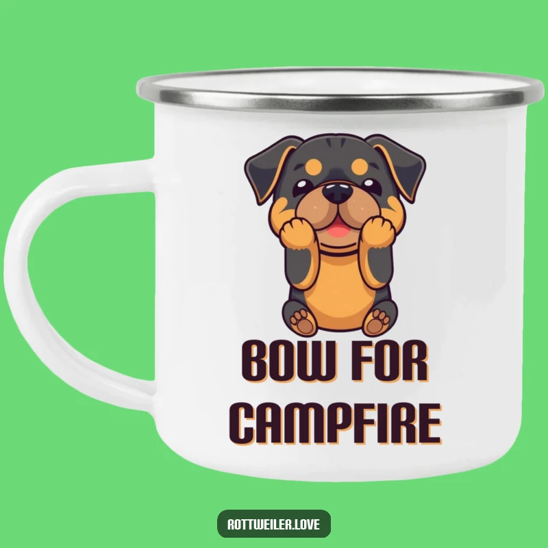 Funny Rottweiler Bowing Camping Mug - Adventure & Affection
