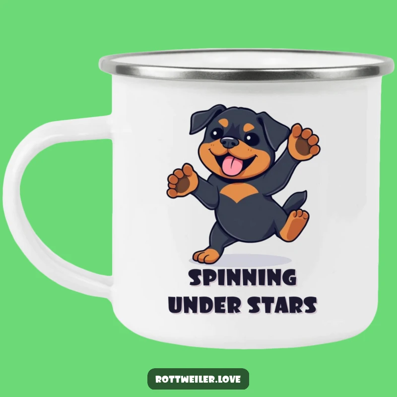 Funny Rottweiler Camping Mug: Playful Outdoor Spin
