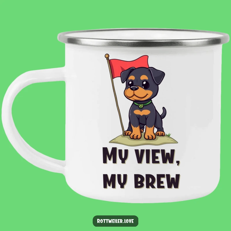 Funny Rottweiler Flag Camping Mug: Patriotic Dog Outdoor Gift
