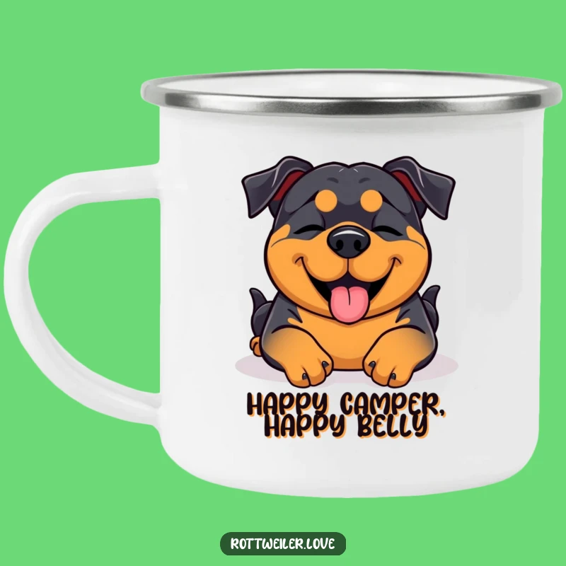 Funny Rottweiler Camping Mug: Blissful Outdoor Rub