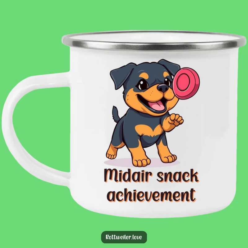 Funny Rottweiler Frisbee Camping Mug: Durable and Hilarious Determined Dog Drinkware