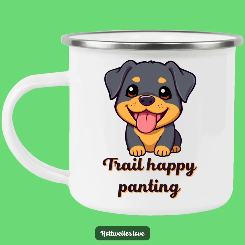 Funny Kawaii Rottweiler Camping Mug: Adventure with an Adorable Friend
