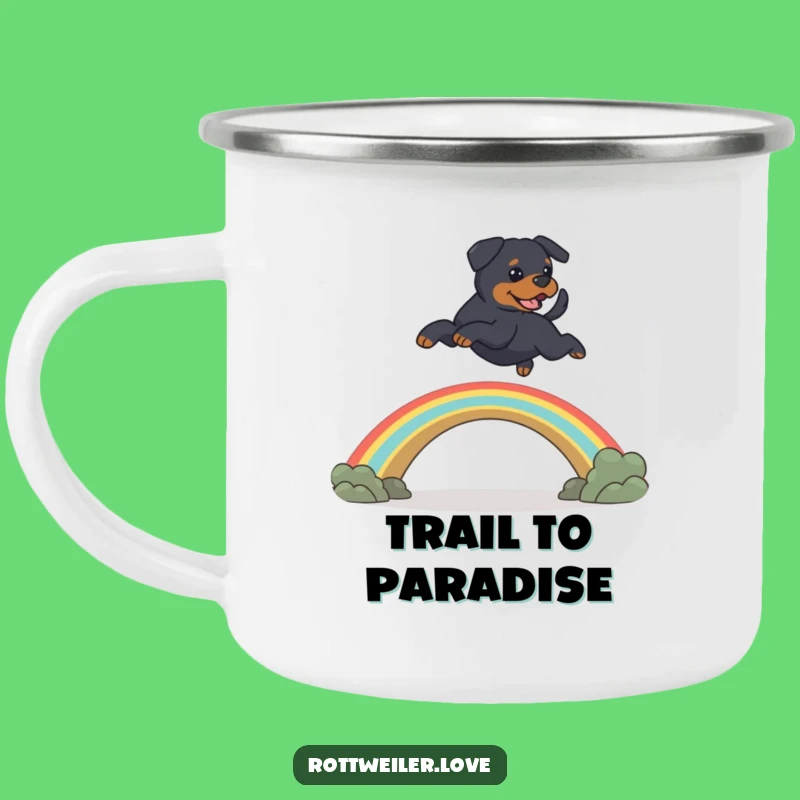 Funny Rainbow Bridge Rottweiler Camping Mug: Memorial Dog Outdoor Gift