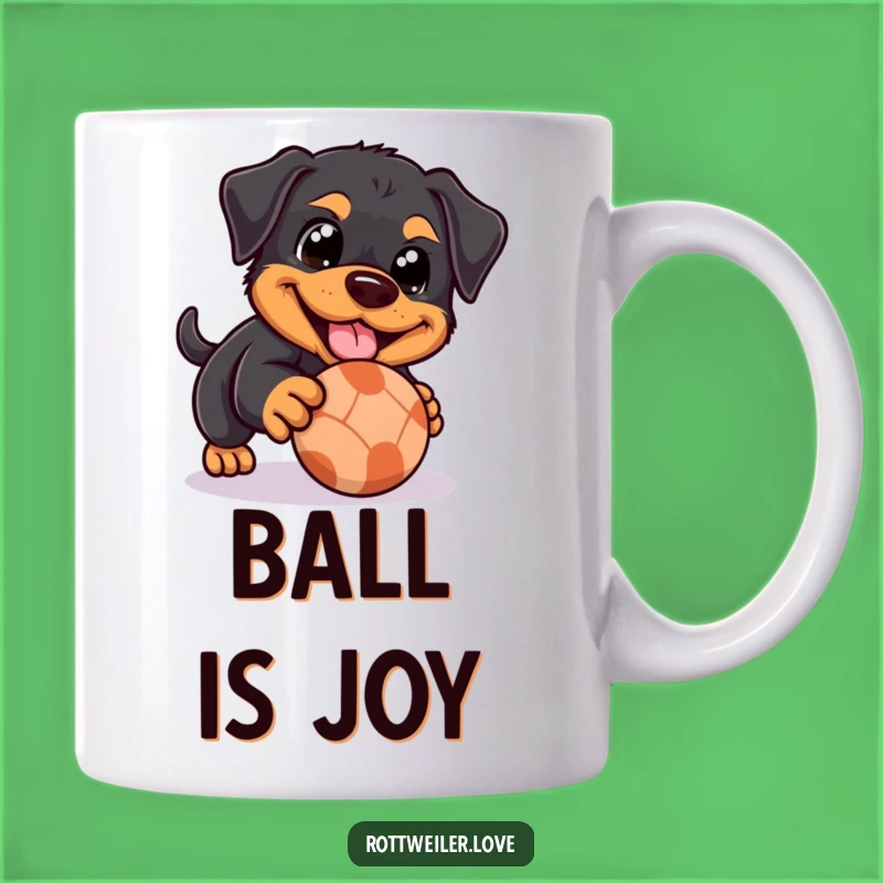 Funny Rottweiler Ball Mug: Happy Eyes, Playful Nudge, Dog Lover Gift!