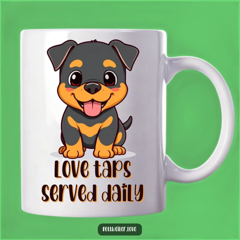 Funny Kawaii Rottweiler Nudge Mug, Affectionate Dog Lover Gift, Happy Pup Coffee Cup