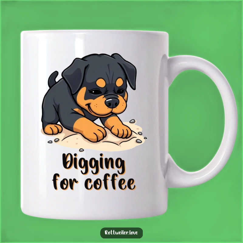 Funny Rottweiler Digging Mug - Playful Dog Gift Idea