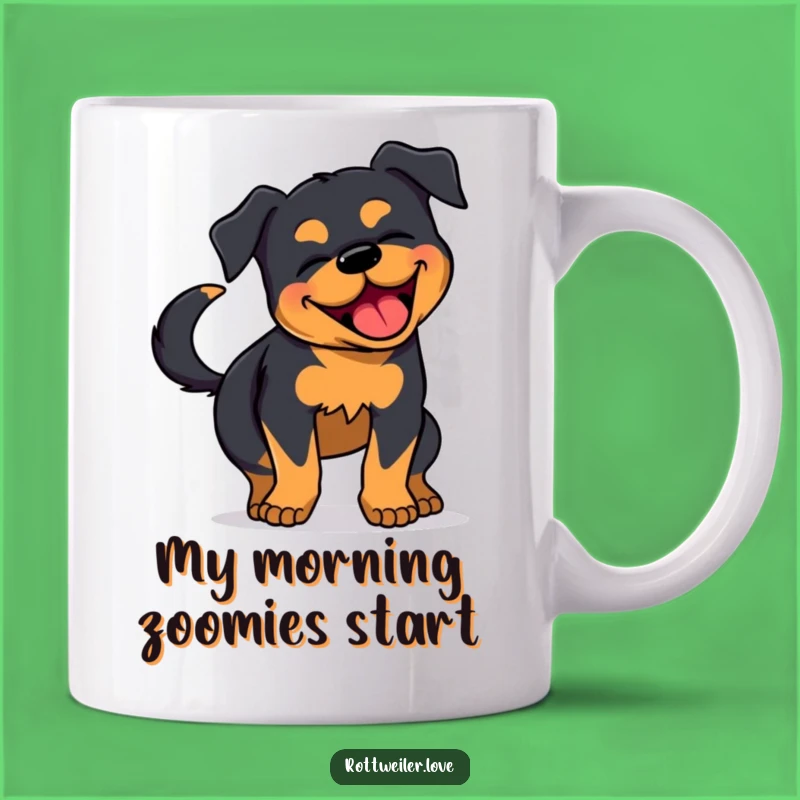 Funny Rottweiler Joy Mug - Wiggling Dog Tail Wagging Gift