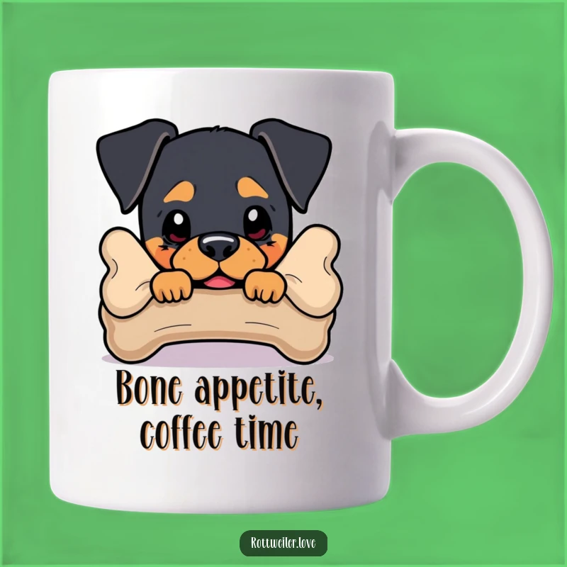 Funny Rottweiler Mug: Sneaky Dog Gift Behind Bone