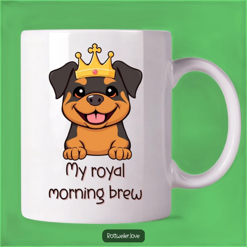 Funny Royal Rottweiler Mug: Tiny Crown Smile, Perfect Humorous Gift