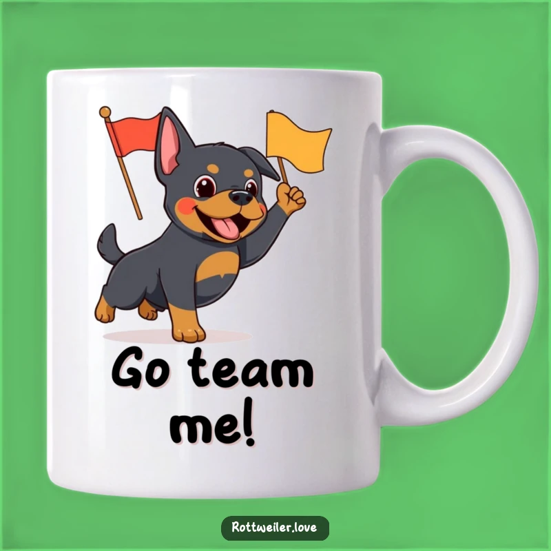 Funny Rottweiler Flag Waving Mug - Enthusiastic Dog Gift Idea