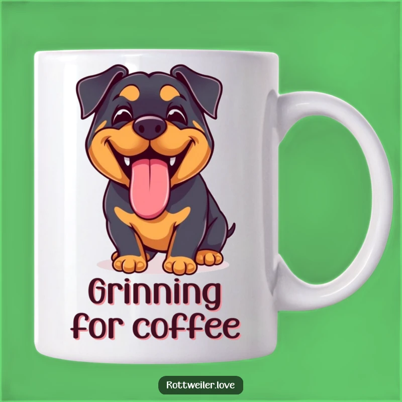 Funny Kawaii Rottweiler Grin Mug: Happy Tongue Out for Your Perfect Gift!