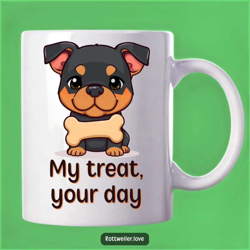 Funny Shy Rottweiler Bone Gift Mug: Sweet Dog Lover Present
