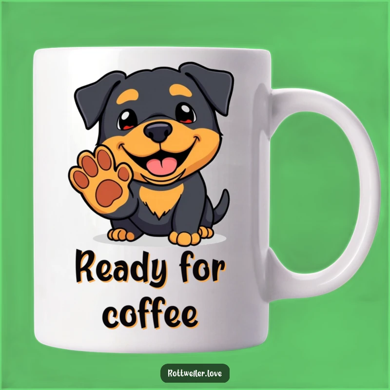 Funny Kawaii Rottweiler Paw Mug: Adorable Dog Gift for a Friendly Smile