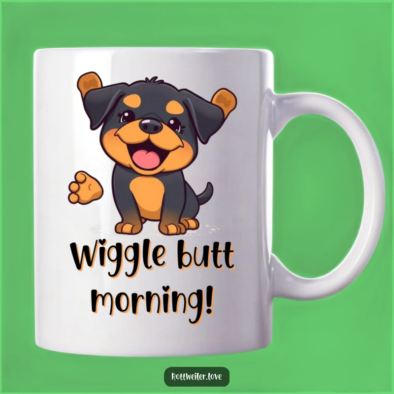 Funny Kawaii Rottweiler Wag Mug: Full Body Happy Dance, Perfect Dog Gift