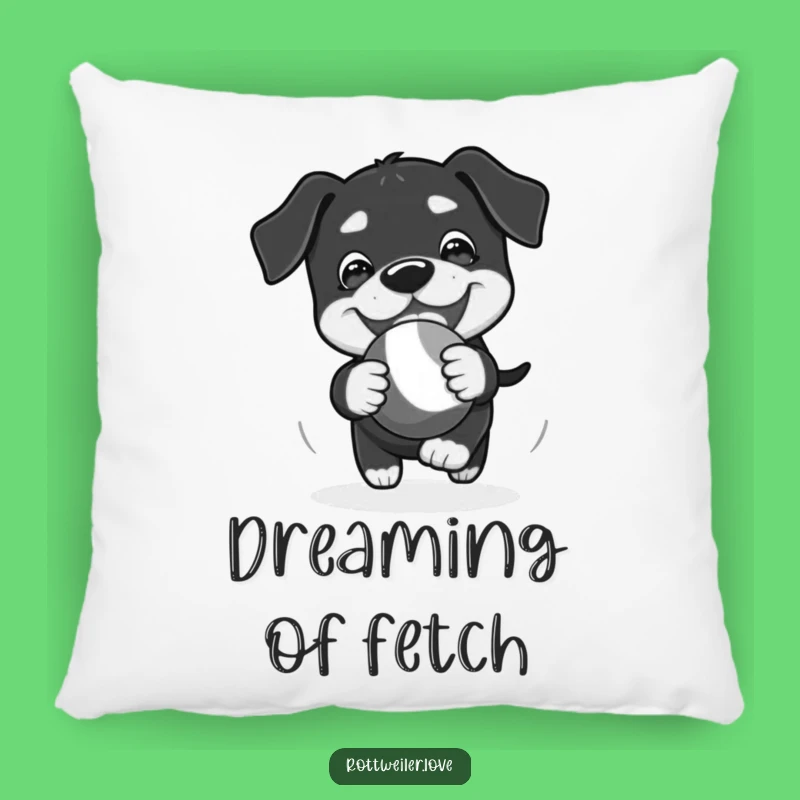Funny Kawaii Rottweiler Chase Pillow: Playful Toy Comfort, Cozy Dog Gift