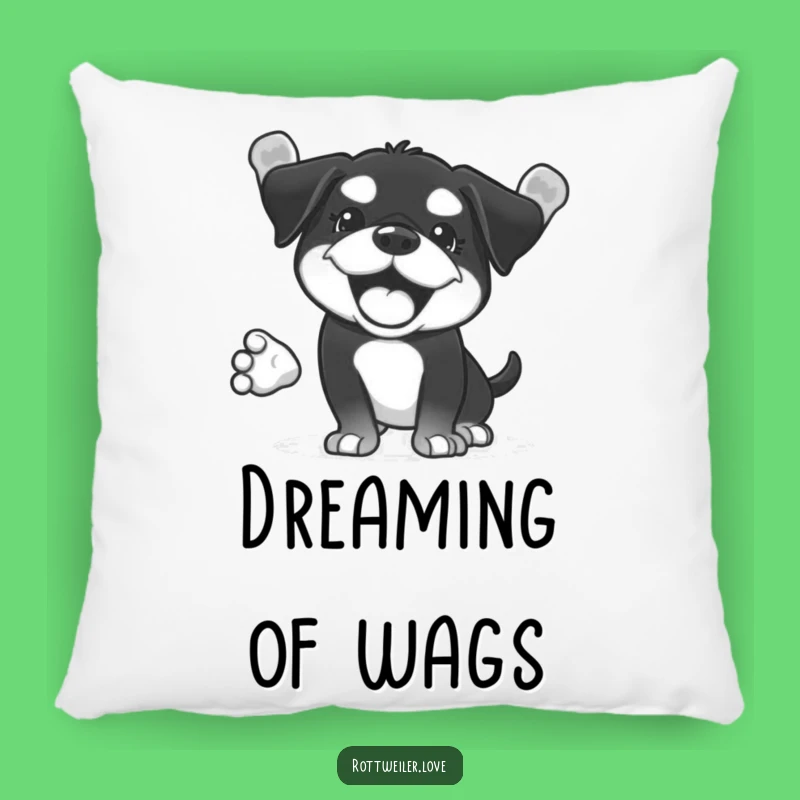 Funny Kawaii Rottweiler Wag Pillow: Full Body Comfort, Cozy Dog Gift