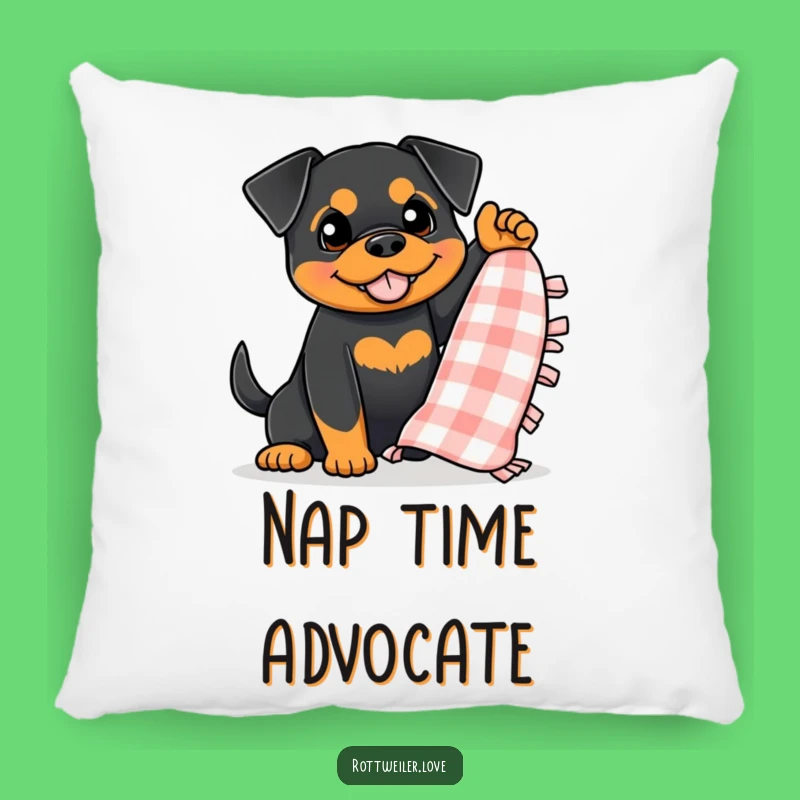 Funny Rottweiler Blanket Pillow, Enthusiastic Dog Cushion, Hilarious Comfort Gift