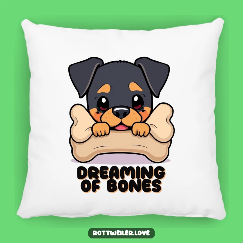 Funny Rottweiler Pillow: Comfy Dog Accent Gift Behind Bone