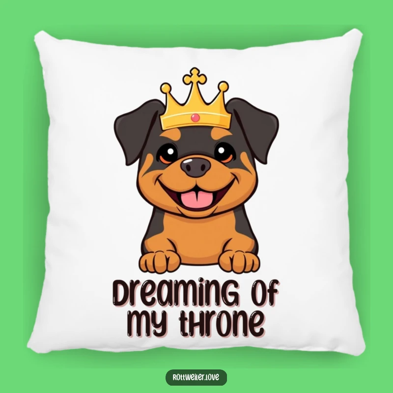 Funny Royal Rottweiler Pillow: Cozy Crown Cushion, Hilarious Dog Gift