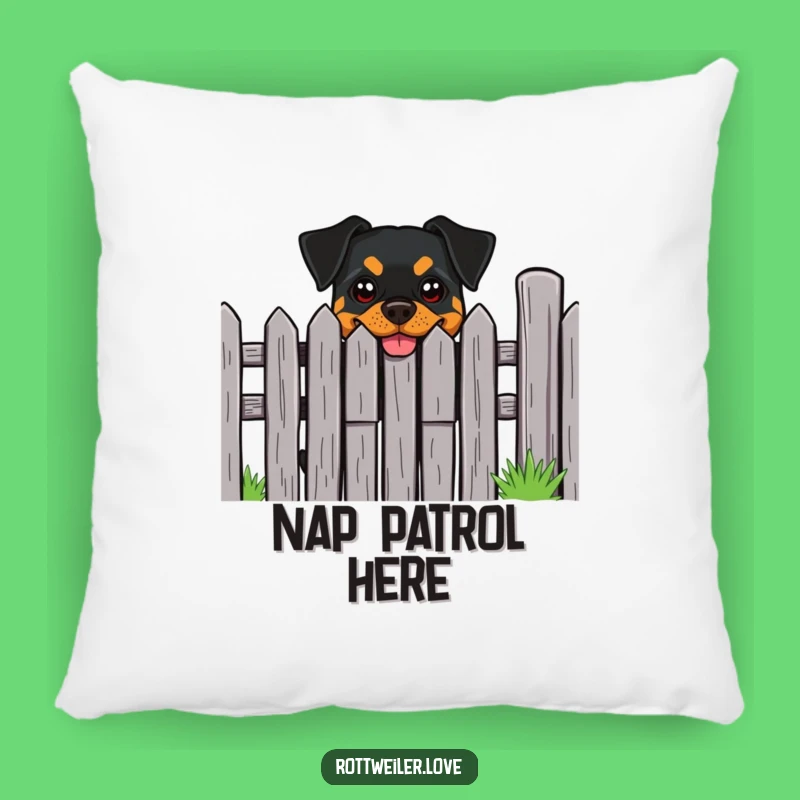 Funny Rottweiler Cheeky Grin Fence Pillow - Cozy Dog Cushion Gift