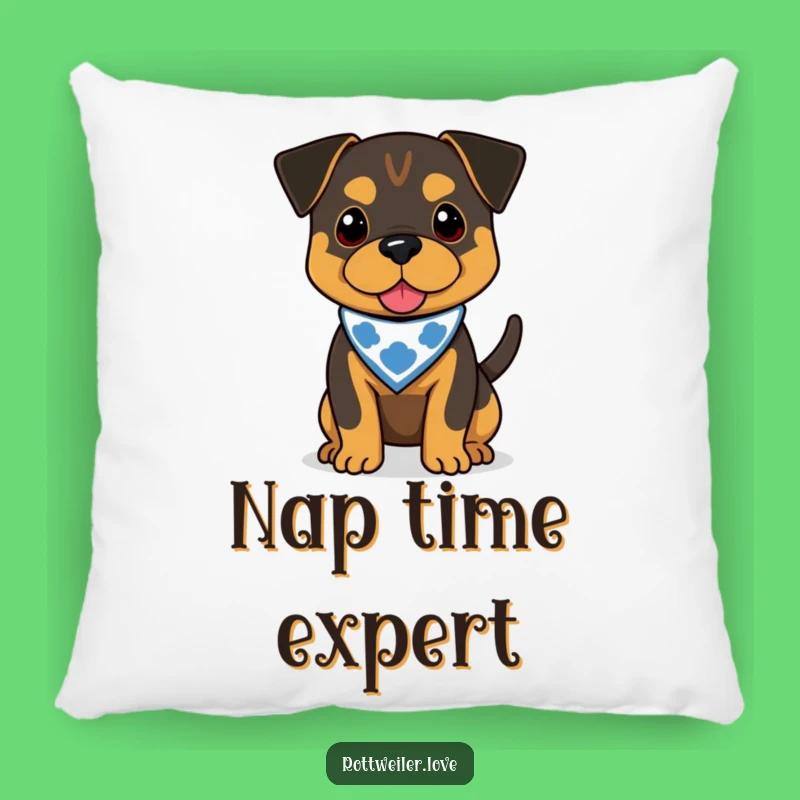 Funny Rottweiler Bandana Pillow - Comfy Wagging Tail Dog Accent Pillow Gift