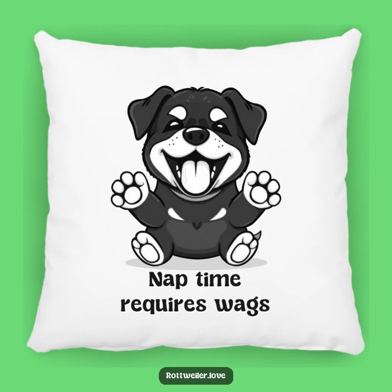 Funny Kawaii Rottweiler Pillow: Happy Bark Comfort, Paws Up Cuddle Gift
