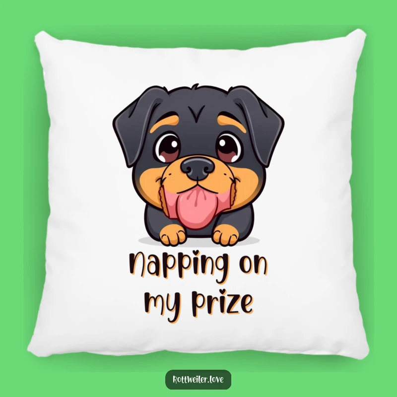 Funny Kawaii Rottweiler Pillow: Treat Balance Focus - Cozy Gift!