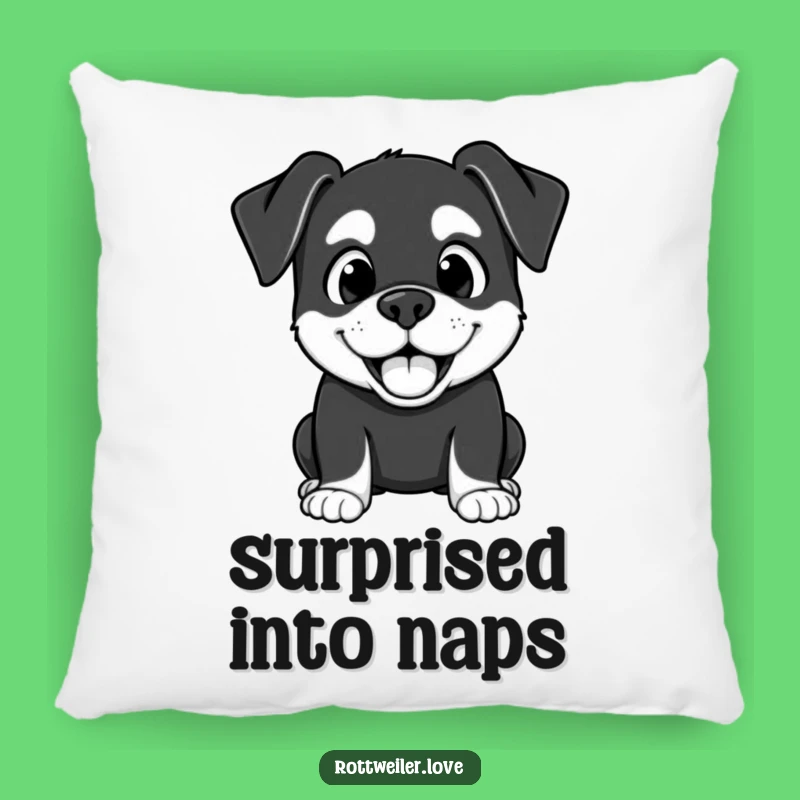 Funny Kawaii Rottweiler Surprise Pillow: Happy Expression Comfort, Cozy Gift