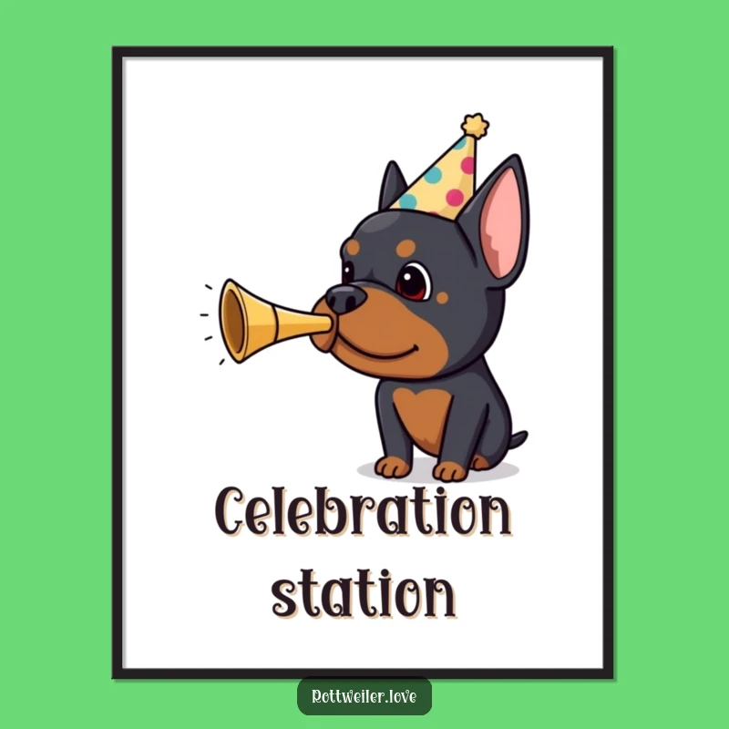 Funny Rottweiler Digital Art: Instant Download of Hilarious Party Dog Decor