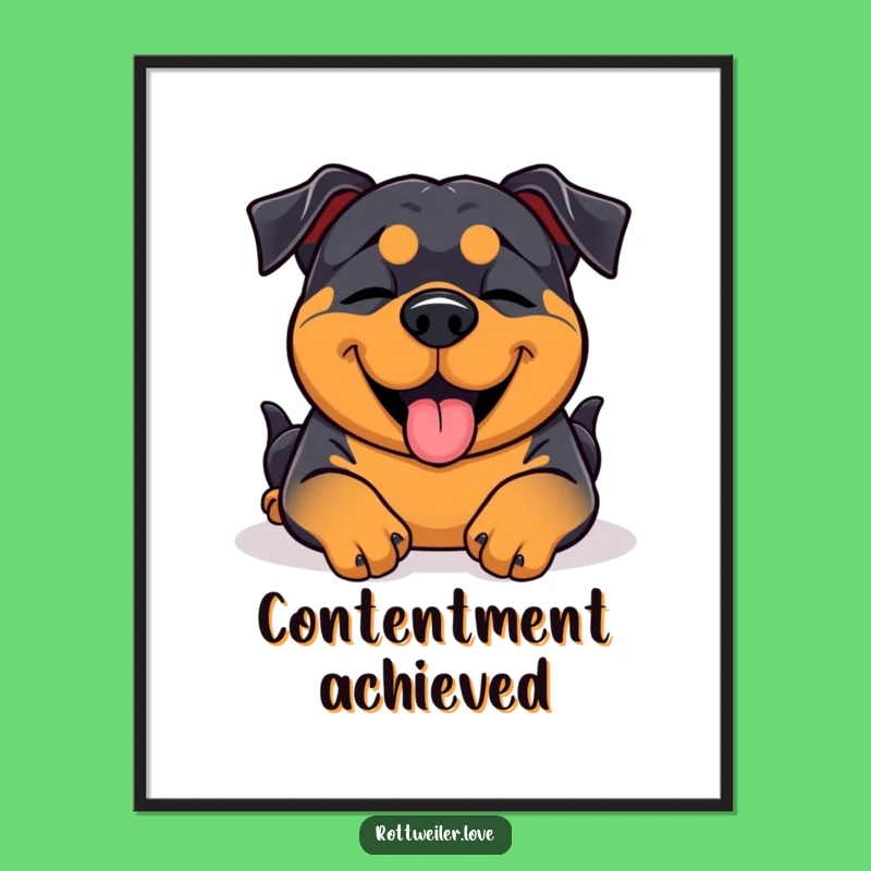 Funny Rottweiler Digital Art: Blissful Belly Rub Instant Download