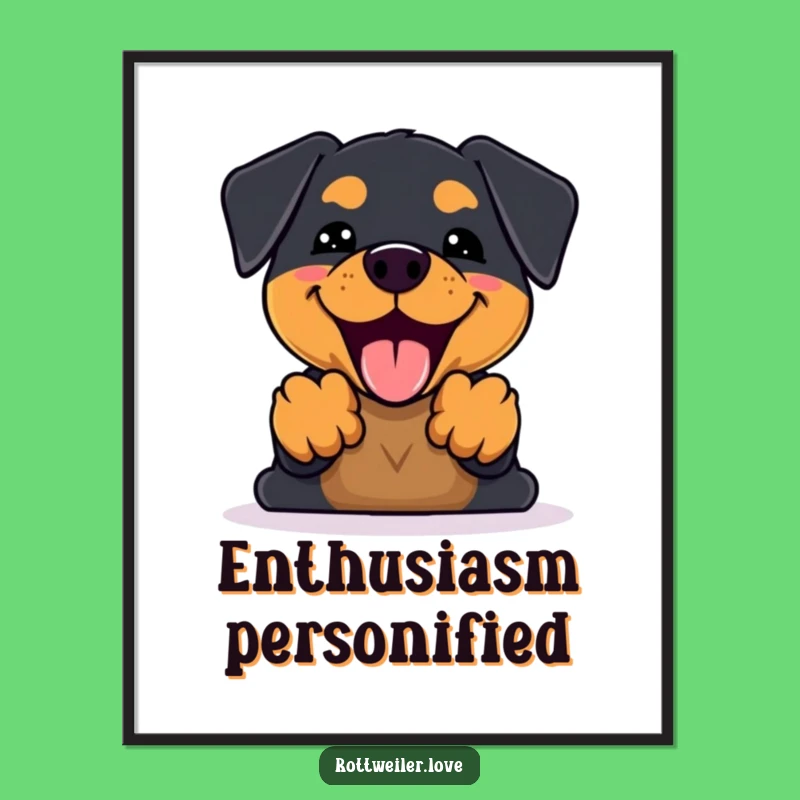 Funny Kawaii Rottweiler Bark Digital Art: Decorate with Happy Energy!