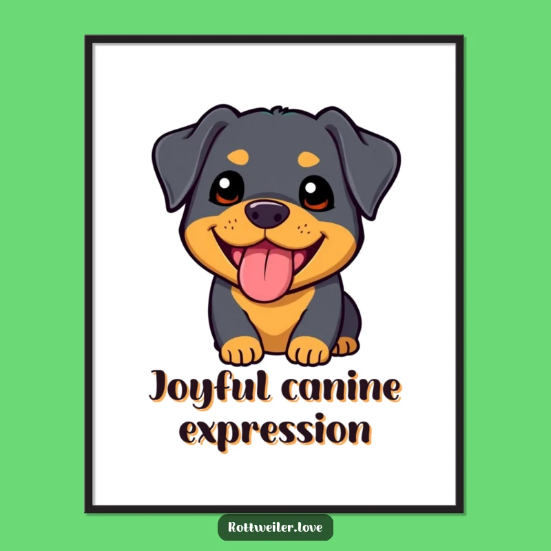 Funny Kawaii Rottweiler Digital Art: Instant Adorable Decor