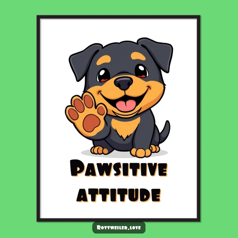 Funny Kawaii Rottweiler Digital Art: Instant Download for Adorable Decor