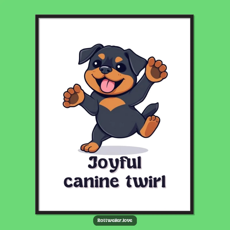 Funny Rottweiler Digital Art: Playful Spin Instant Download