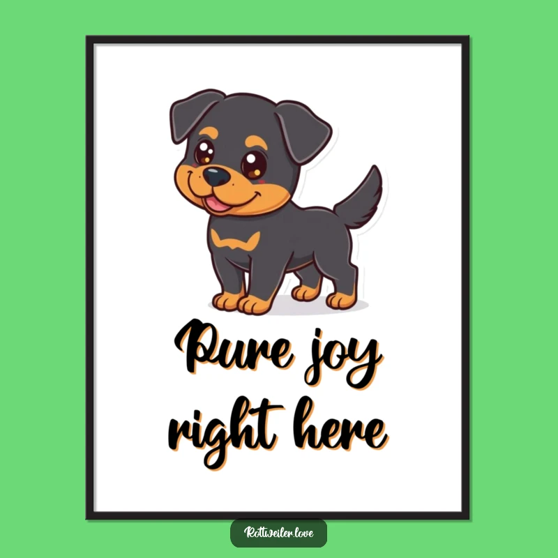Funny Rottweiler Digital Art: Printable Dog Gift with Wagging Tail